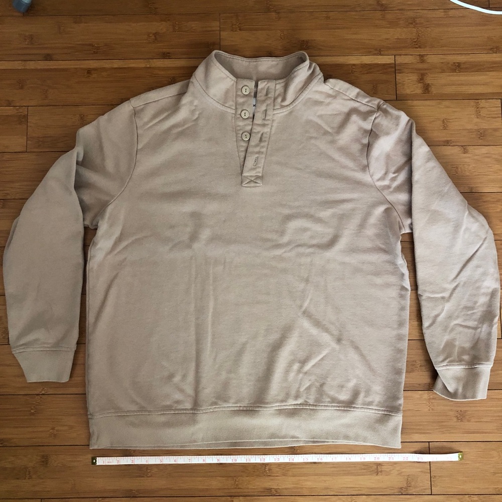 Goodfellow Men’s Button Pullover Quarter Khaki Tan Size Large